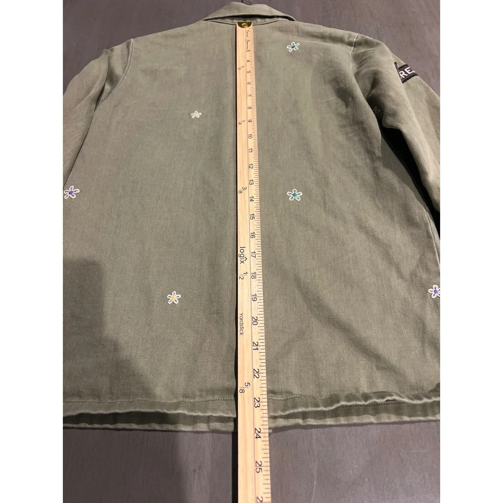 American Eagle Outfitters Olive Green Daisy Embroidered Utility Jacket Womens XS - Picture 8 of 8